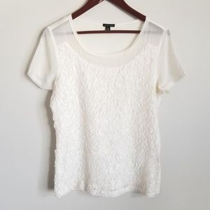 Ann Taylor White Short Sleeve Blouse Size Medium